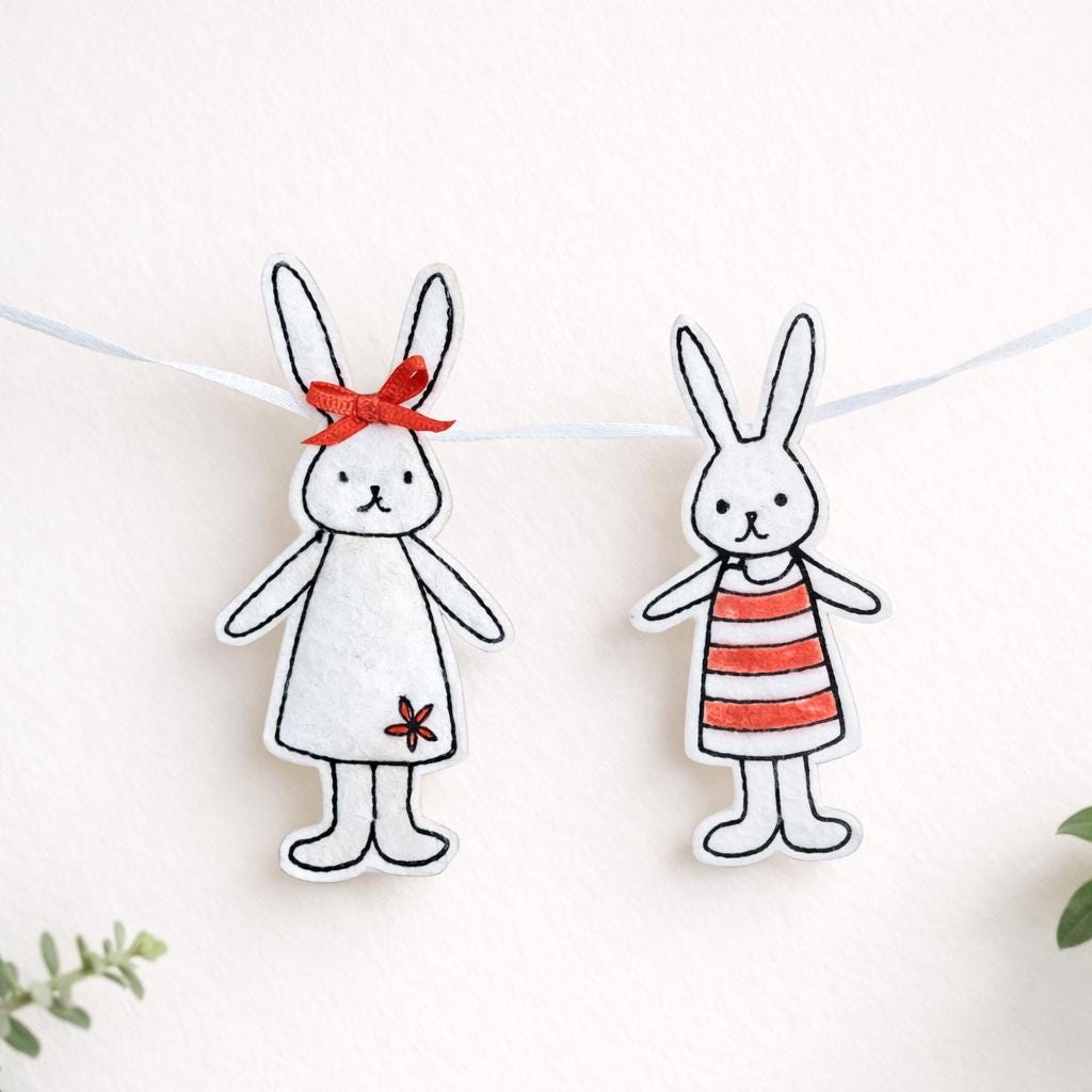 Handmade Felt Easter Bunny Garland